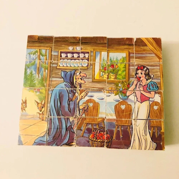 Vintage Snow White Wooden Block Puzzle Missing Scene  Sheets - Picture 11 of 16